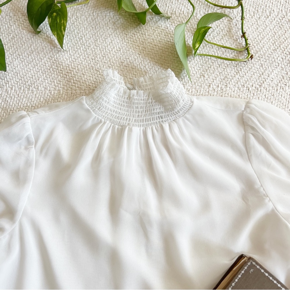 Maison d’Amélie Paris White Balloon Sleeve Chiffon Blouse XS - Picture 5 of 8